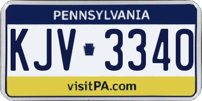 PA license plate KJV3340
