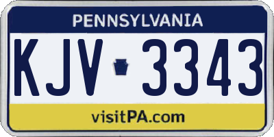 PA license plate KJV3343