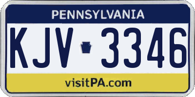 PA license plate KJV3346