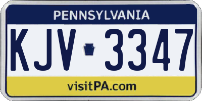PA license plate KJV3347