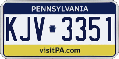 PA license plate KJV3351