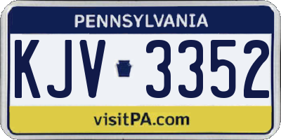 PA license plate KJV3352