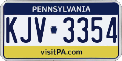 PA license plate KJV3354