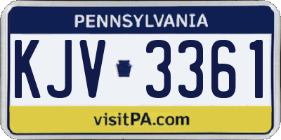PA license plate KJV3361
