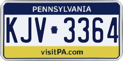PA license plate KJV3364
