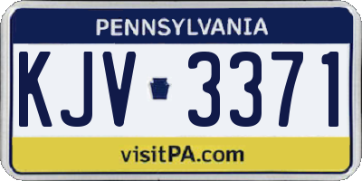 PA license plate KJV3371