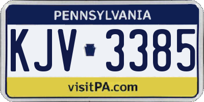 PA license plate KJV3385