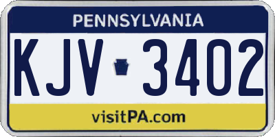 PA license plate KJV3402