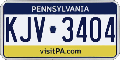 PA license plate KJV3404