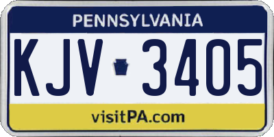 PA license plate KJV3405