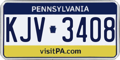 PA license plate KJV3408