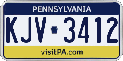 PA license plate KJV3412