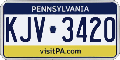 PA license plate KJV3420