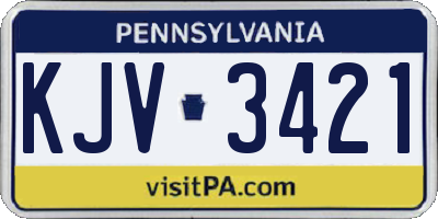 PA license plate KJV3421