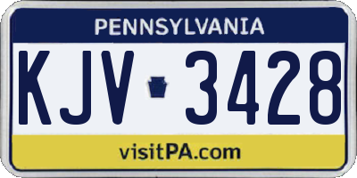 PA license plate KJV3428