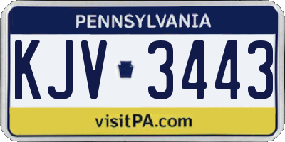 PA license plate KJV3443