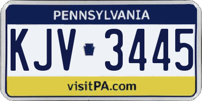 PA license plate KJV3445