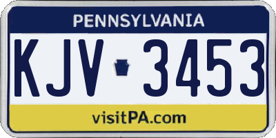 PA license plate KJV3453
