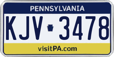 PA license plate KJV3478