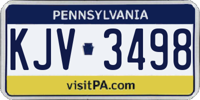PA license plate KJV3498