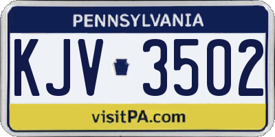 PA license plate KJV3502