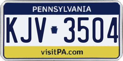 PA license plate KJV3504