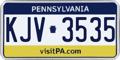 PA license plate KJV3535