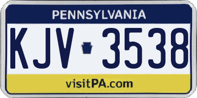 PA license plate KJV3538