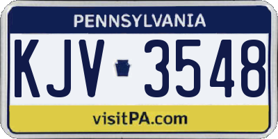 PA license plate KJV3548