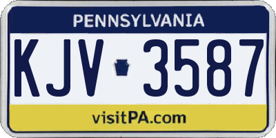 PA license plate KJV3587