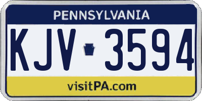 PA license plate KJV3594