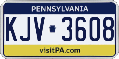 PA license plate KJV3608