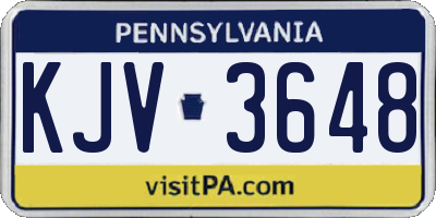 PA license plate KJV3648