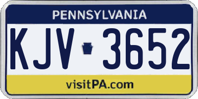 PA license plate KJV3652