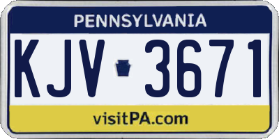 PA license plate KJV3671