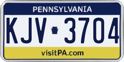 PA license plate KJV3704