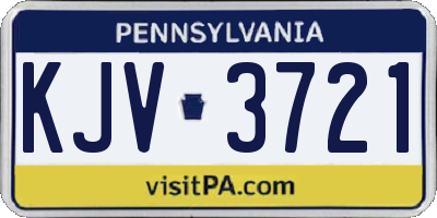 PA license plate KJV3721