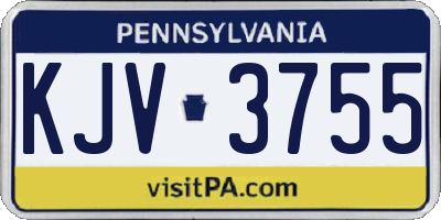 PA license plate KJV3755
