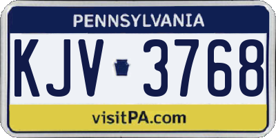PA license plate KJV3768