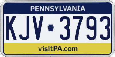 PA license plate KJV3793