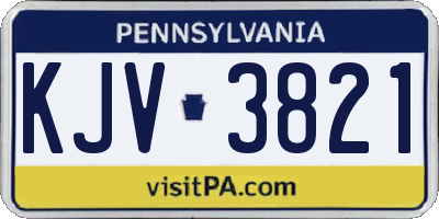 PA license plate KJV3821