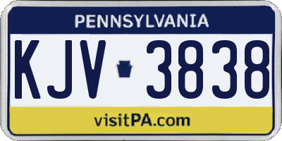 PA license plate KJV3838