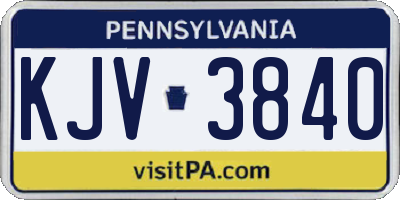 PA license plate KJV3840