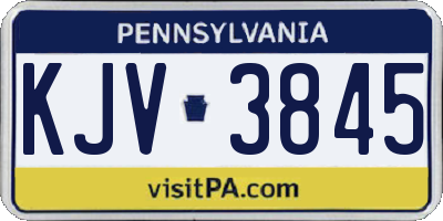 PA license plate KJV3845