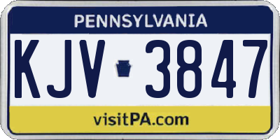 PA license plate KJV3847