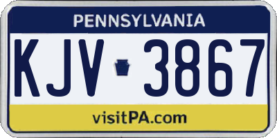 PA license plate KJV3867