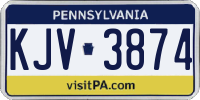 PA license plate KJV3874