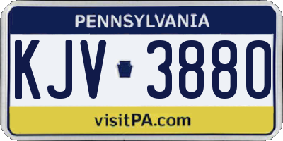 PA license plate KJV3880