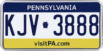 PA license plate KJV3888