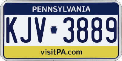 PA license plate KJV3889